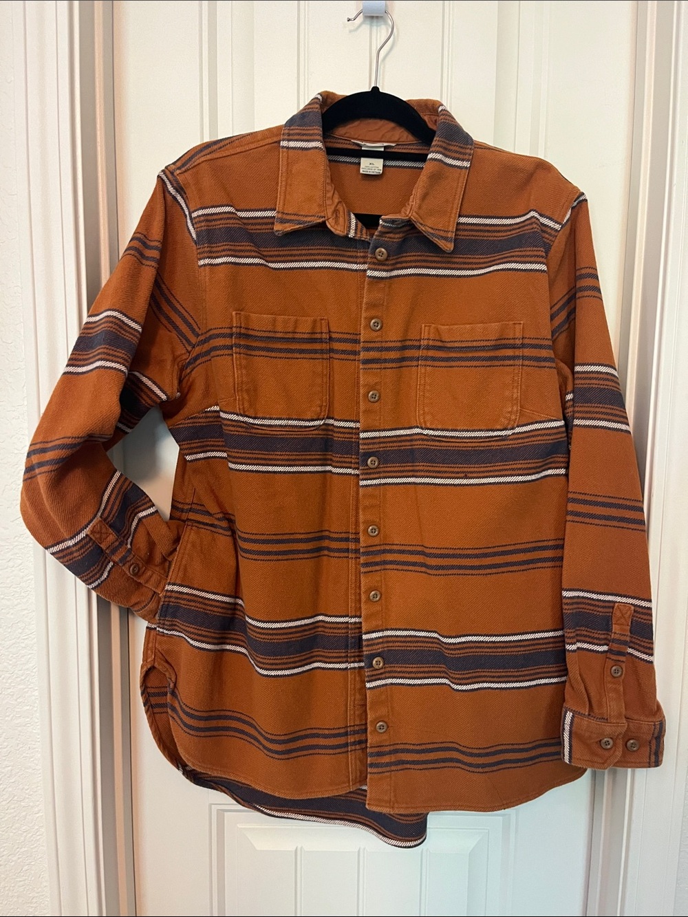 Duluth Trading Co Rust-Striped Button Down Shirt